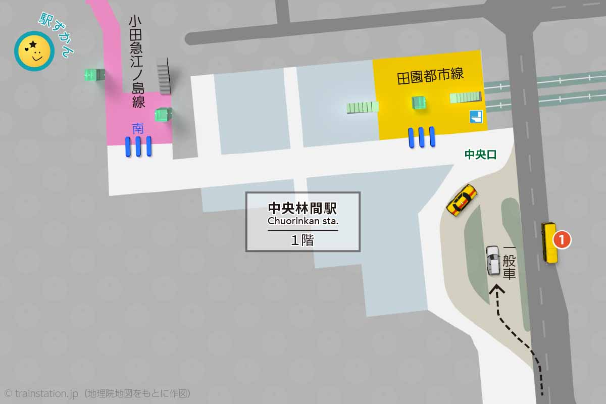 中央林間ロータリーマップ:車寄せ進入ルート