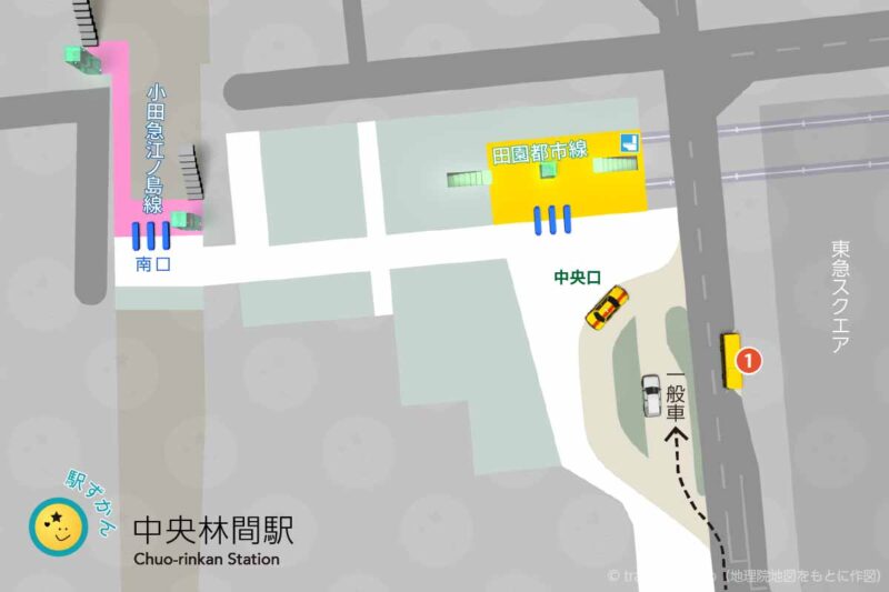 中央林間駅ロータリー；バス停・車寄せ