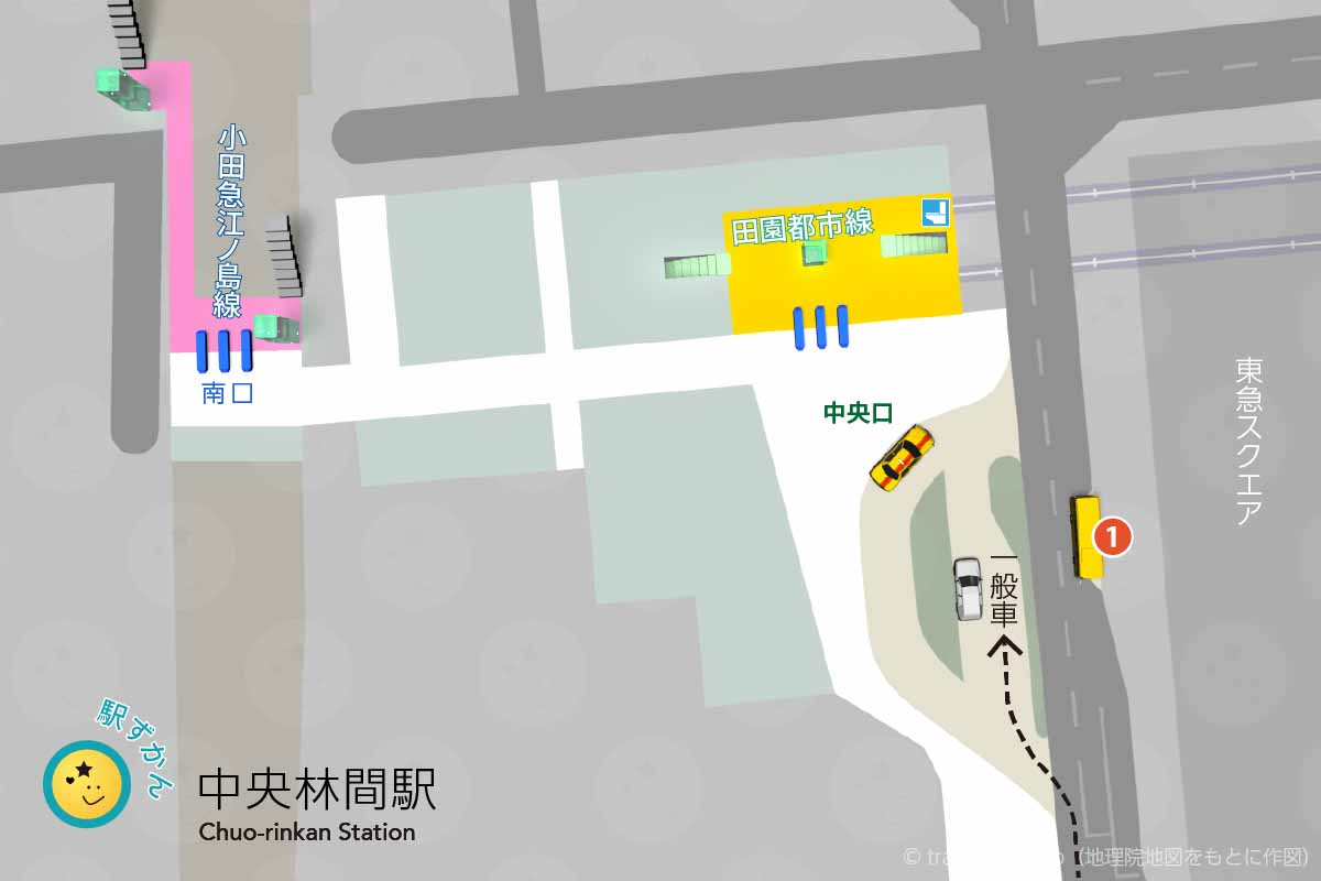 中央林間駅ロータリー；バス停・車寄せ