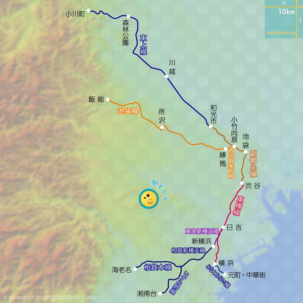 東横線⇔副都心線ほか乗り入れ路線図