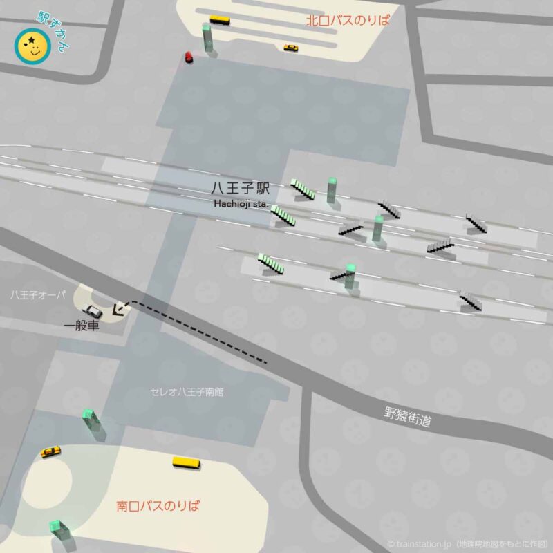 八王子駅ロータリーマップ,バス乗り場,一般車送迎場