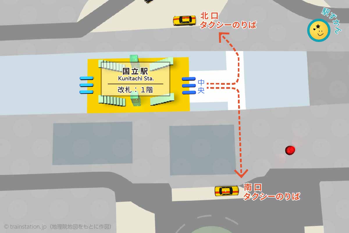 国立駅タクシー乗り場マップ