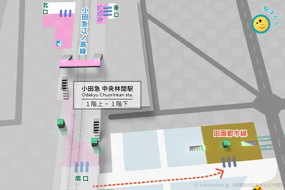 小田急 中央林間駅構内図と周辺地図
