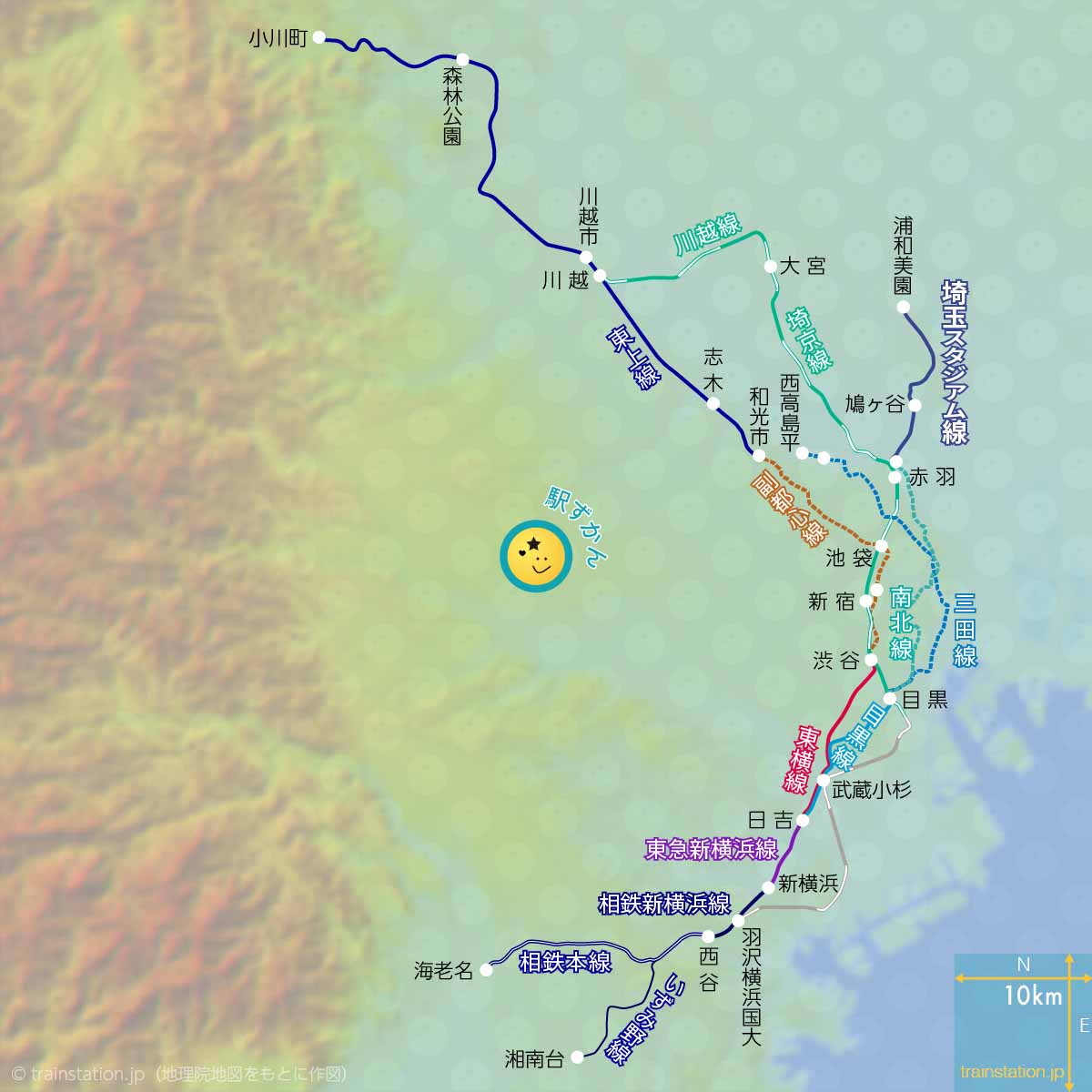 相鉄線の直通路線図 JR,東京メトロ,東武 どこまで乗り入れ？