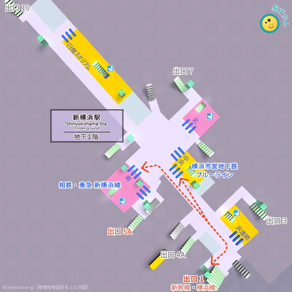 新横浜駅 地下1階構内図