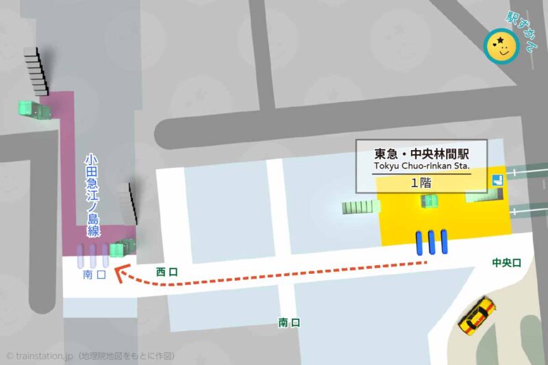 東急・中央林間駅構内図と周辺地図（田園都市線）