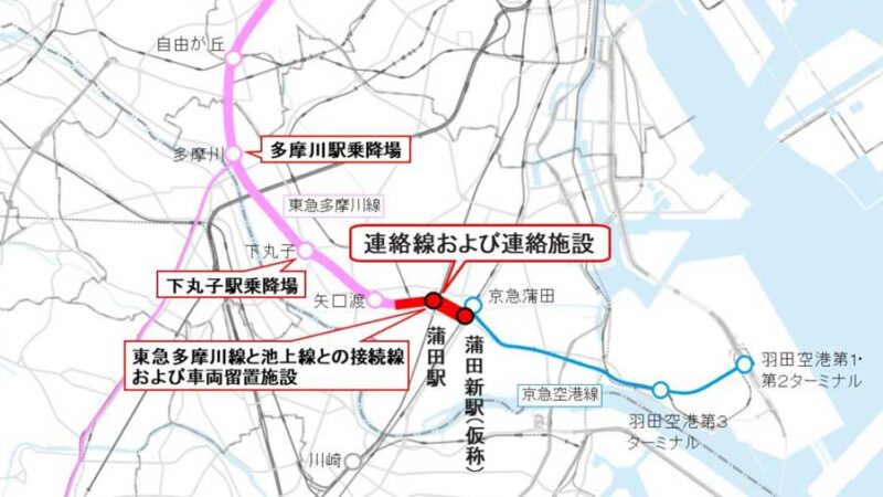 新空港線整備に向けた速達性向上計画マップ