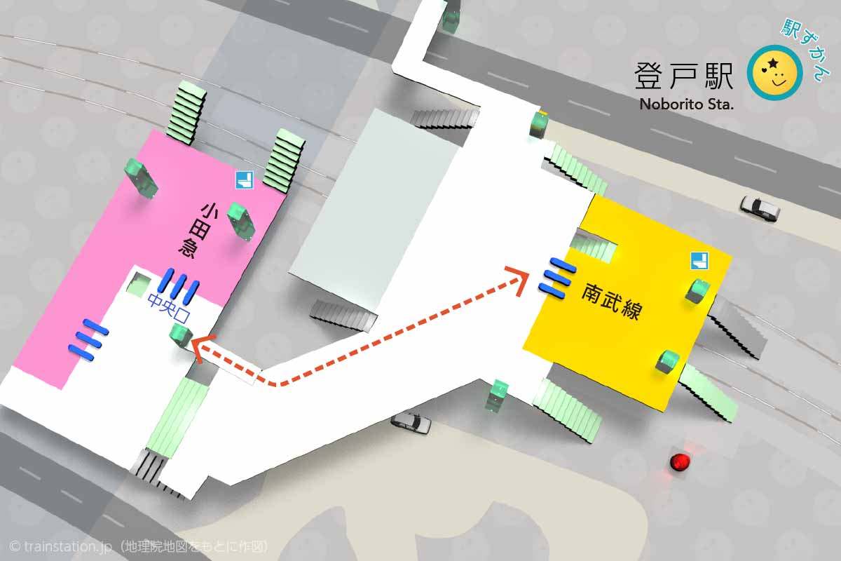 登戸駅乗り換えルートマップ