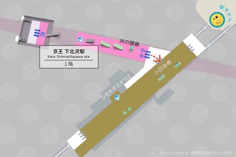 京王井の頭線 下北沢駅構内図と周辺地図