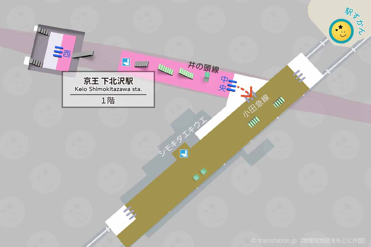 京王井の頭線 下北沢駅構内図と周辺地図