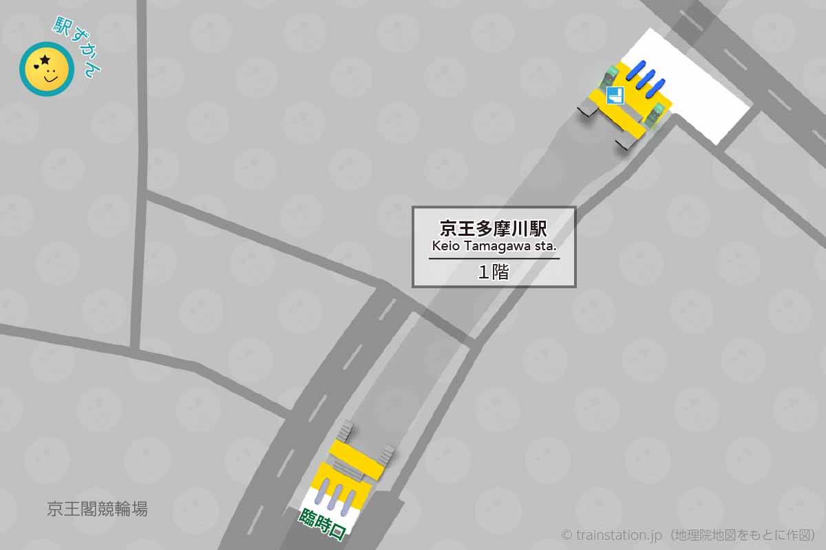 京王多摩川駅構内図と周辺地図