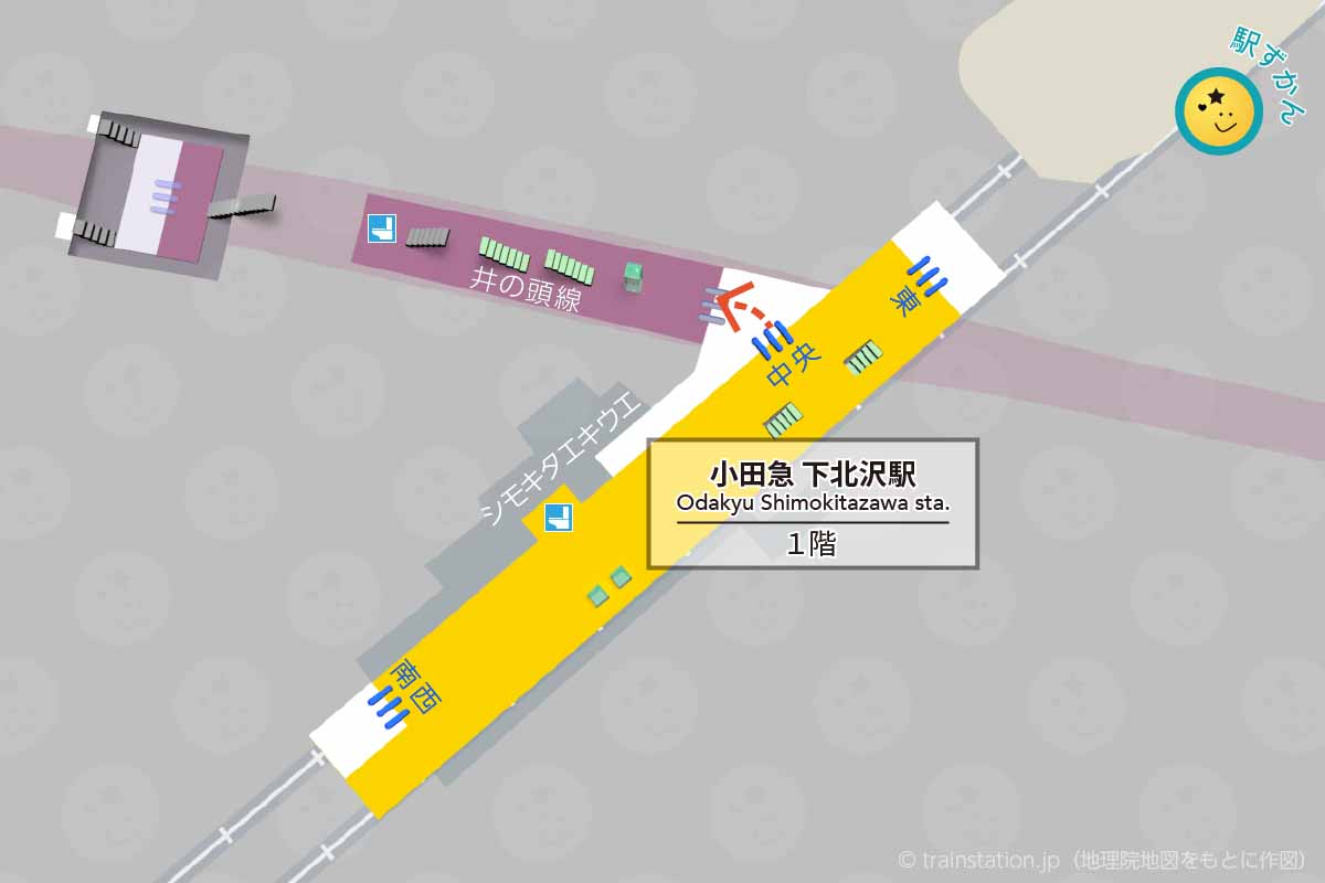 小田急 下北沢駅構内図と周辺地図