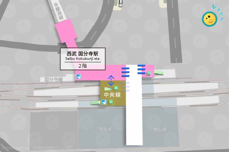 西武 国分寺駅構内図と周辺地図