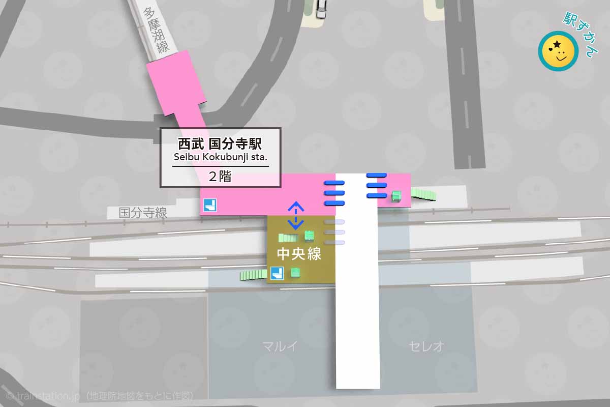 西武 国分寺駅構内図と周辺地図
