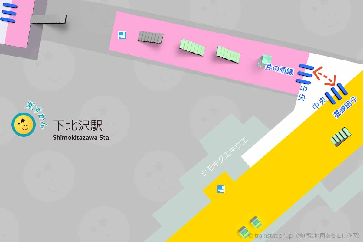 下北沢駅の乗り換えルートマップ
