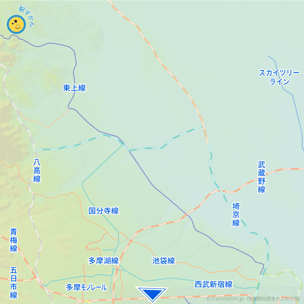 東京都北部・埼玉県の鉄道路線図