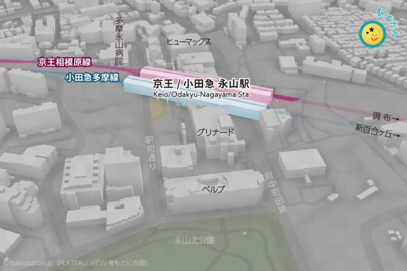 永山駅周辺マップ 多摩市,グリナードや医大病院