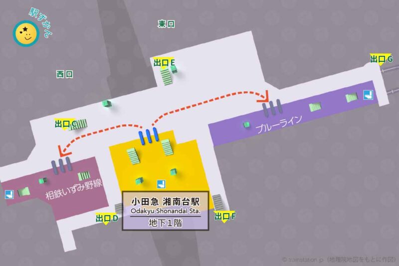 小田急 湘南台駅構内図と周辺地図