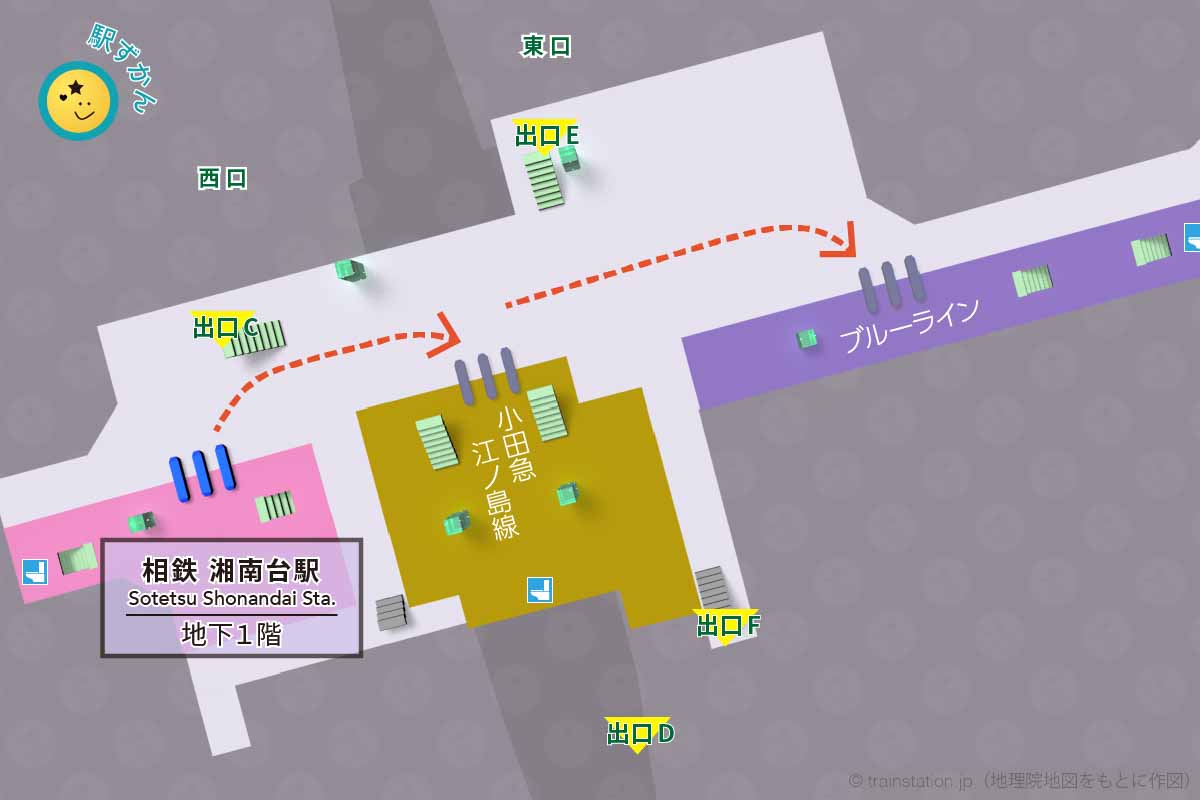 相鉄 湘南台駅構内図と周辺地図