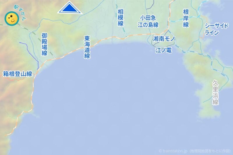 神奈川県南西部の鉄道路線図