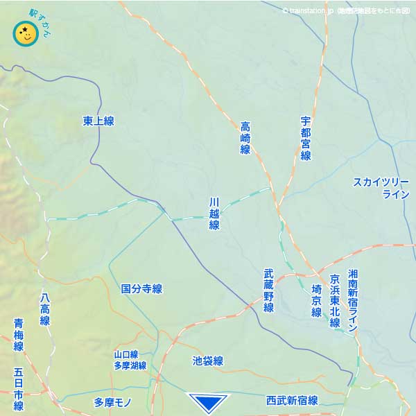 東京都北部・埼玉県の鉄道路線図