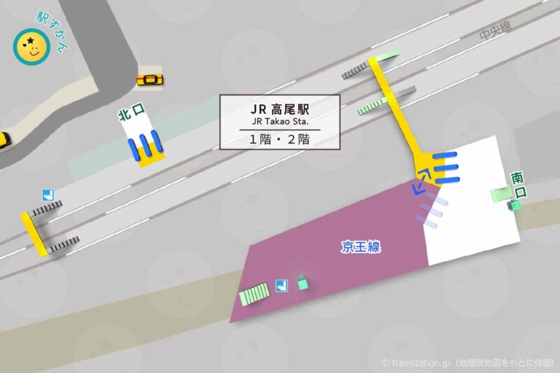 JR高尾駅構内図と周辺地図