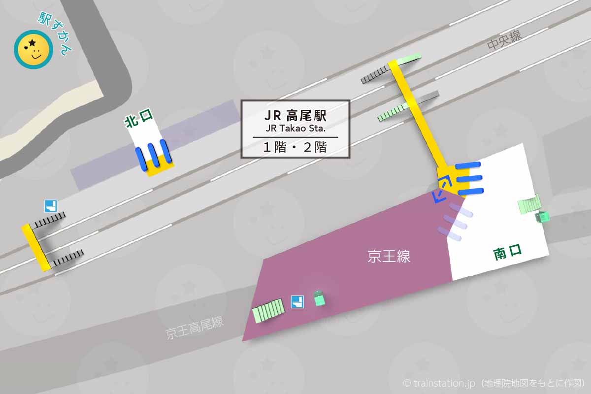 JR高尾駅構内図と周辺地図