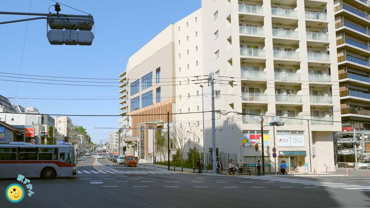 綱島街道 綱島交差点と新綱島スクエア