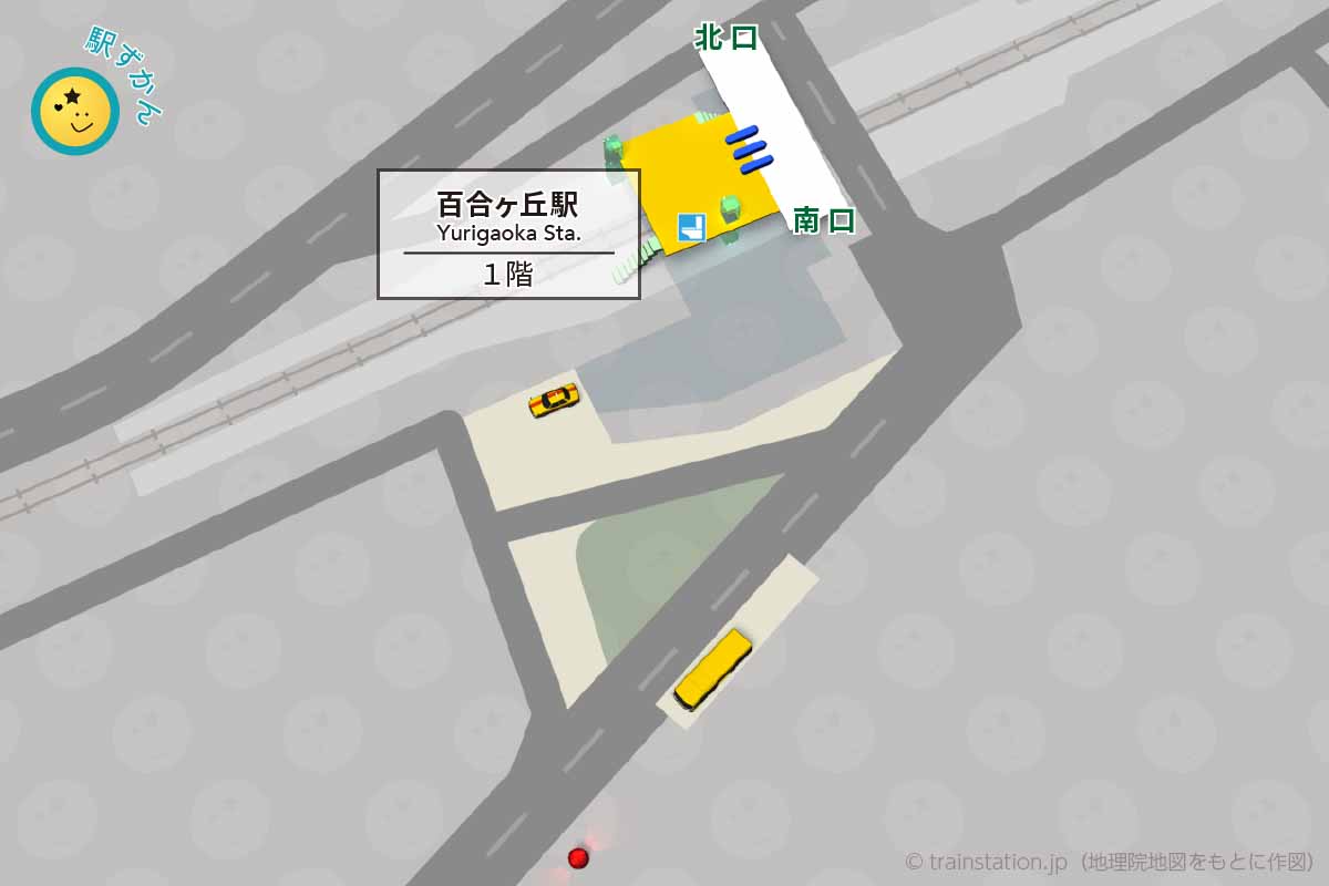 百合ヶ丘駅構内図(小田急線)と周辺地図