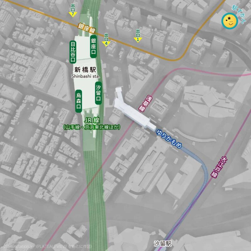 新橋駅周辺地図と路線図