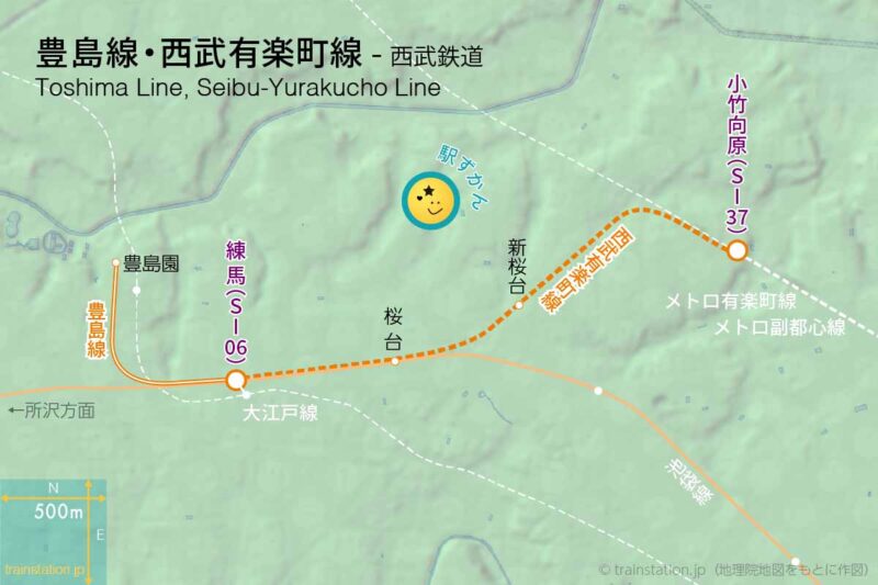 西武有楽町線/豊島線の路線図と地形地図