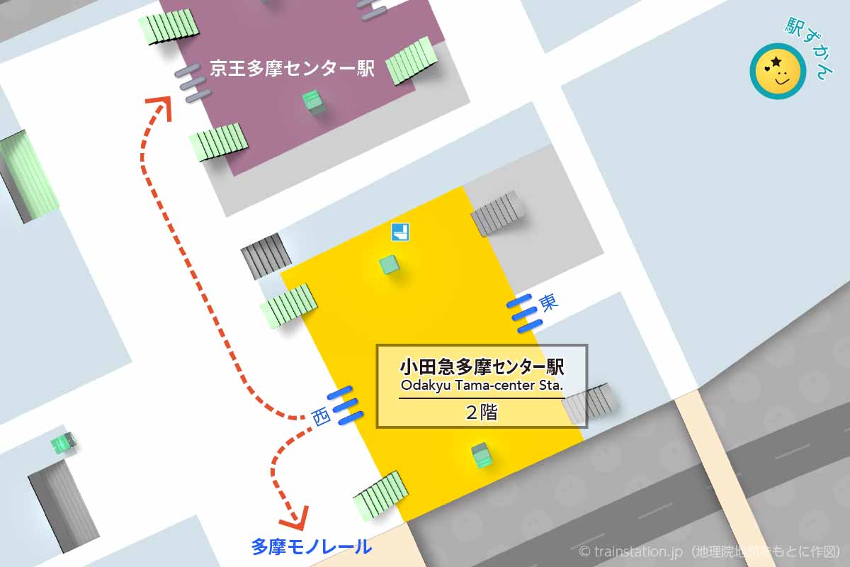 小田急多摩センター駅構内図と周辺マップ