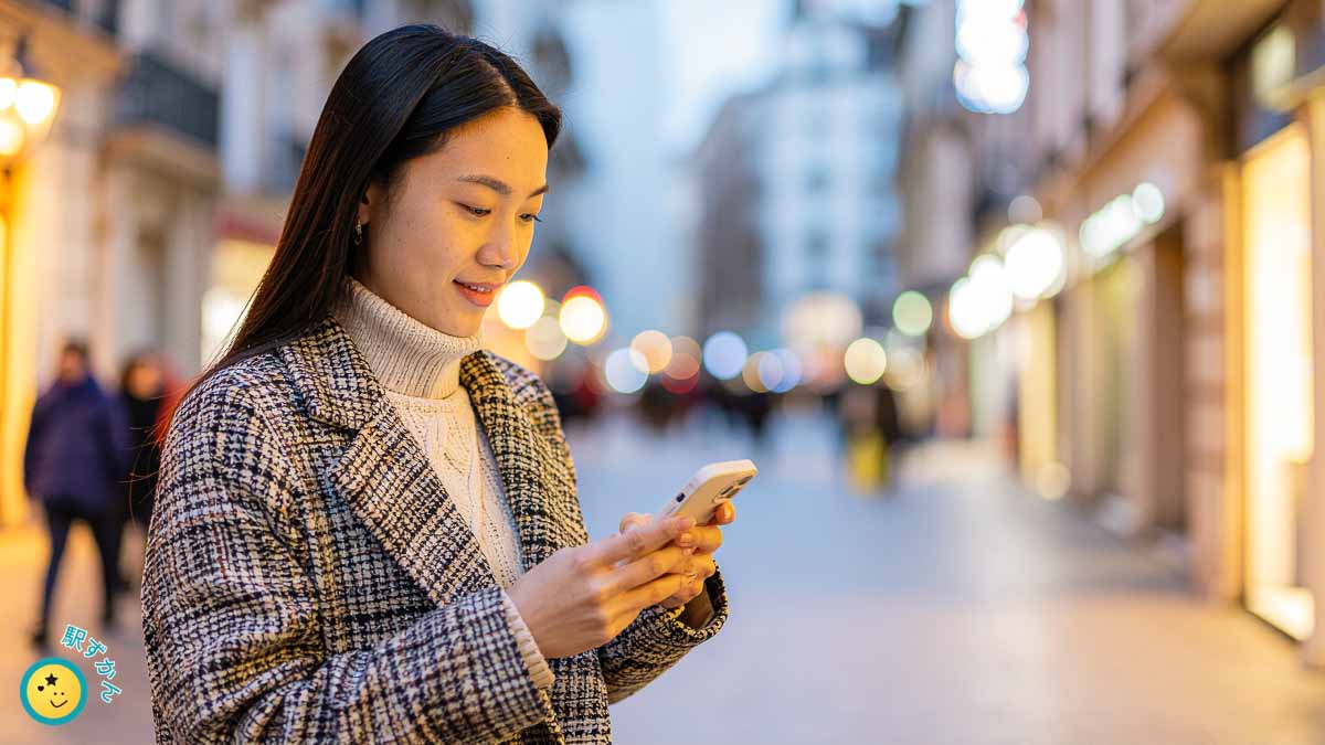 スマホ確認する女性