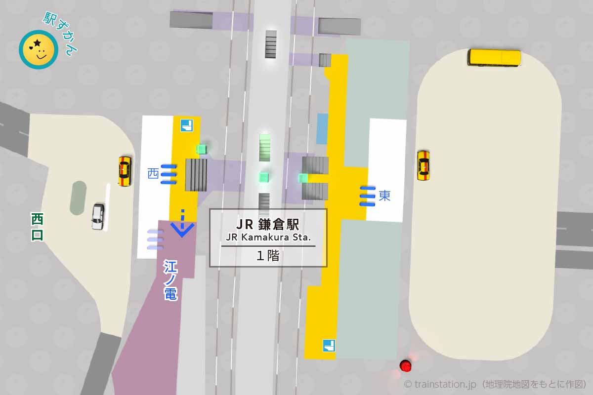 JR鎌倉駅構内図と周辺地図