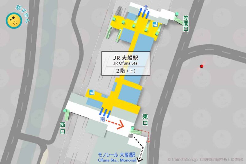 JR大船駅構内図と周辺地図