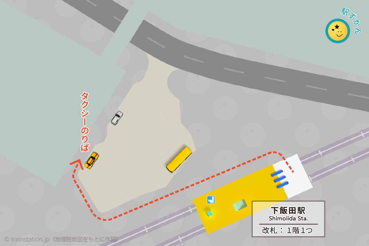 下飯田駅タクシー乗り場マップ、ゆめが丘駅最寄り