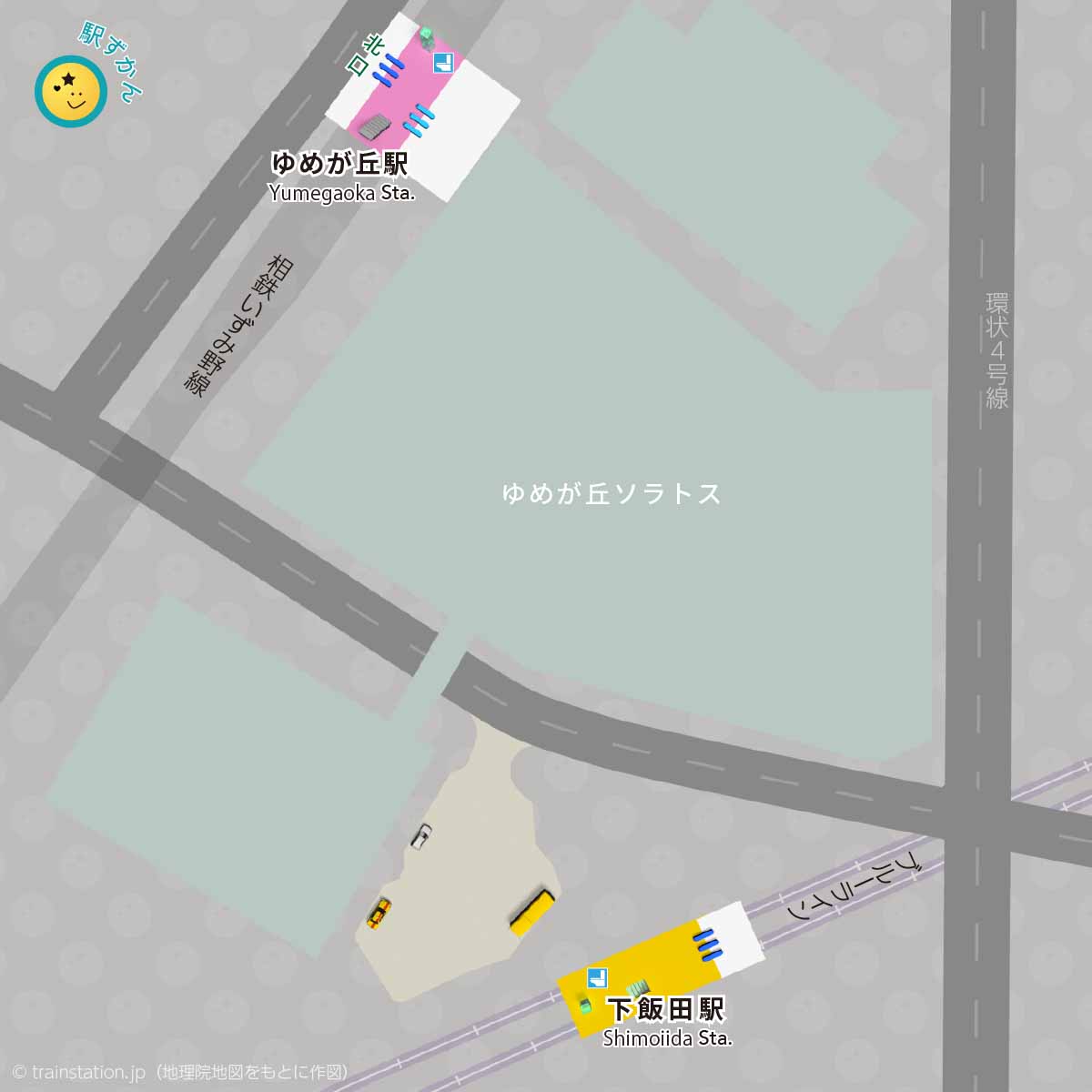 ゆめが丘駅・下飯田駅と周辺地図