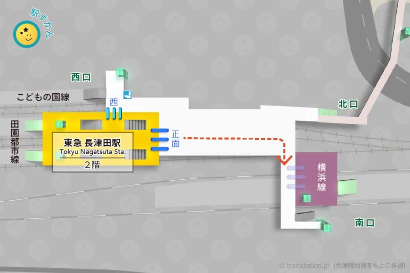 東急 長津田駅構内図と周辺地図
