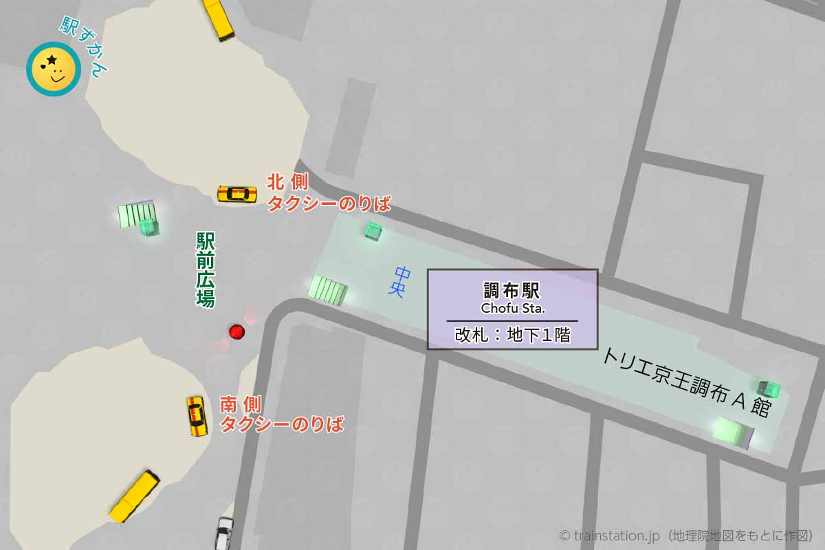 調布駅タクシー乗り場マップ