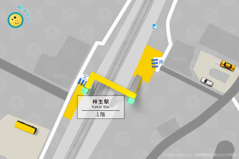 柿生駅構内図（小田急線）と周辺地図