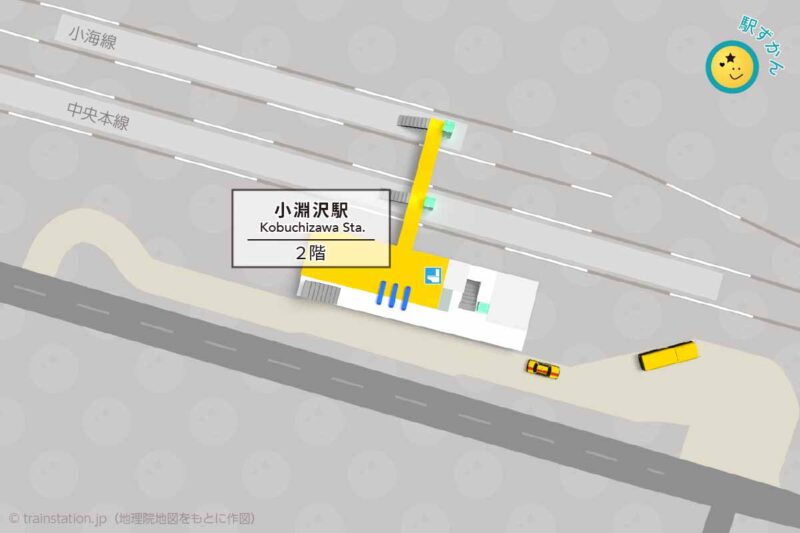 小淵沢駅構内図（JR）と周辺地図