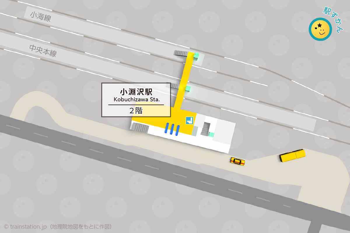 小淵沢駅構内図（JR）と周辺地図