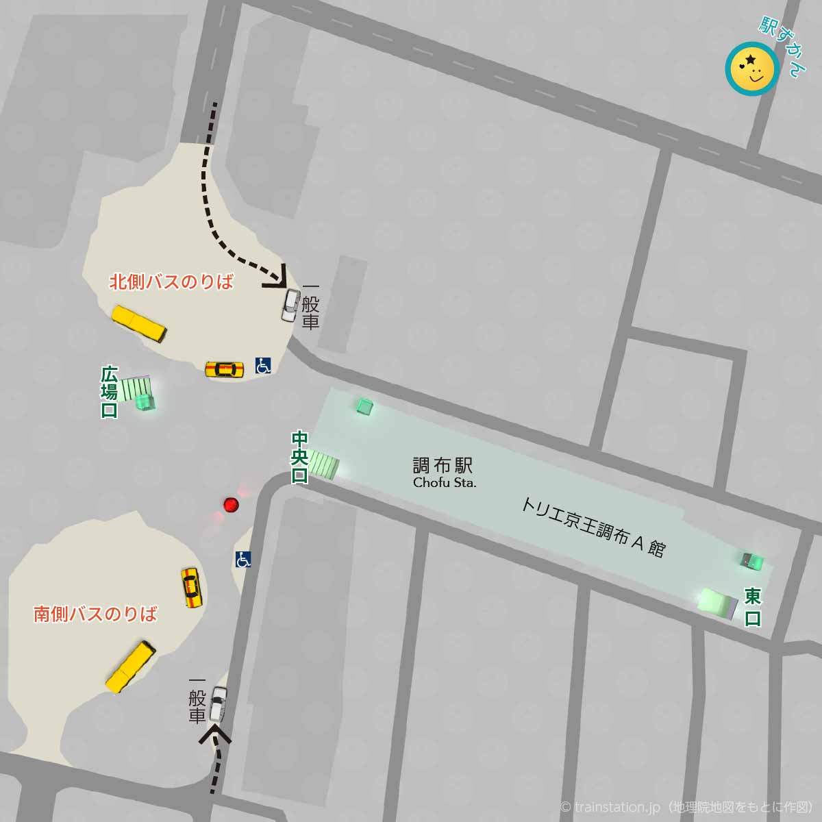 調布駅ロータリー（交通広場）マップ