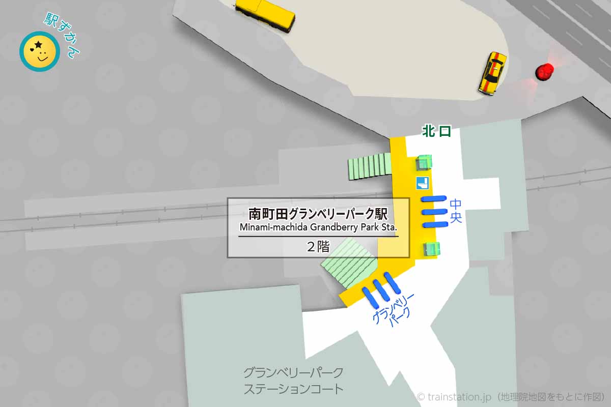 南町田グランベリーパーク駅構内図（田園都市線）と周辺地図