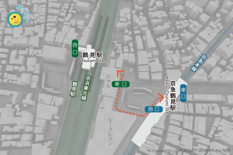 鶴見駅・京急鶴見駅の周辺地図と路線図