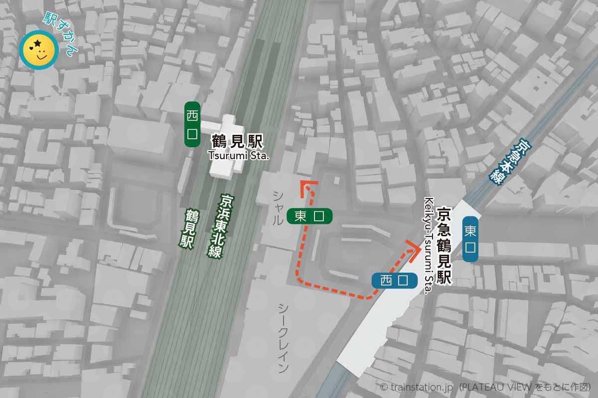 鶴見駅・京急鶴見駅の周辺地図と路線図
