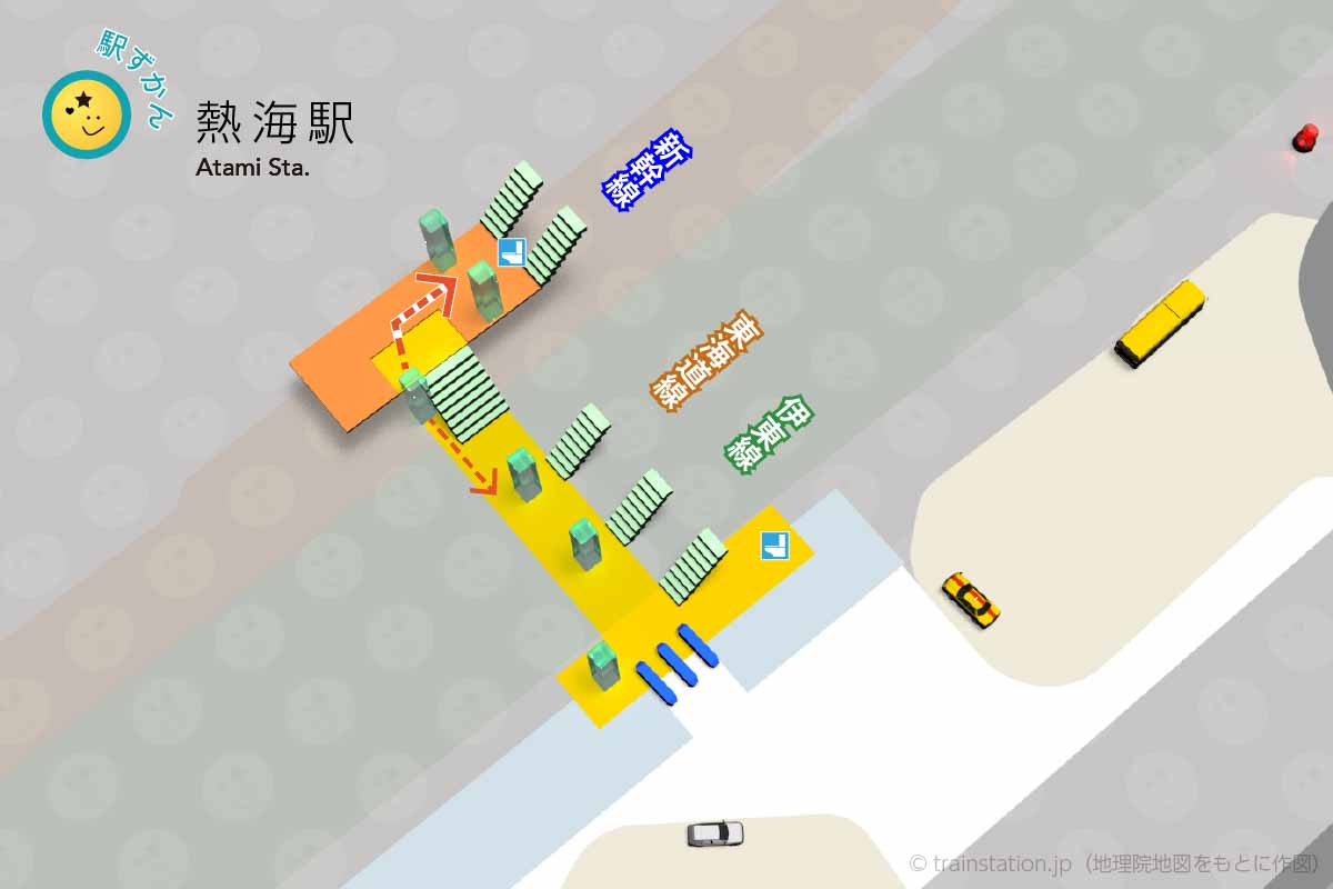 熱海駅乗り換えルートマップ