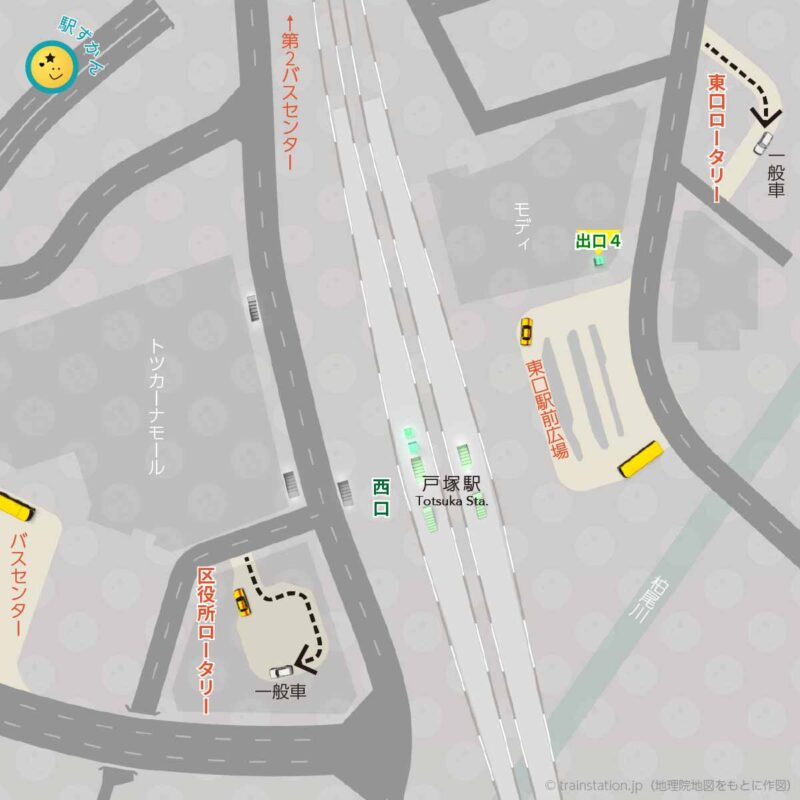 戸塚駅ロータリーマップ（一般車寄せ・バス停）
