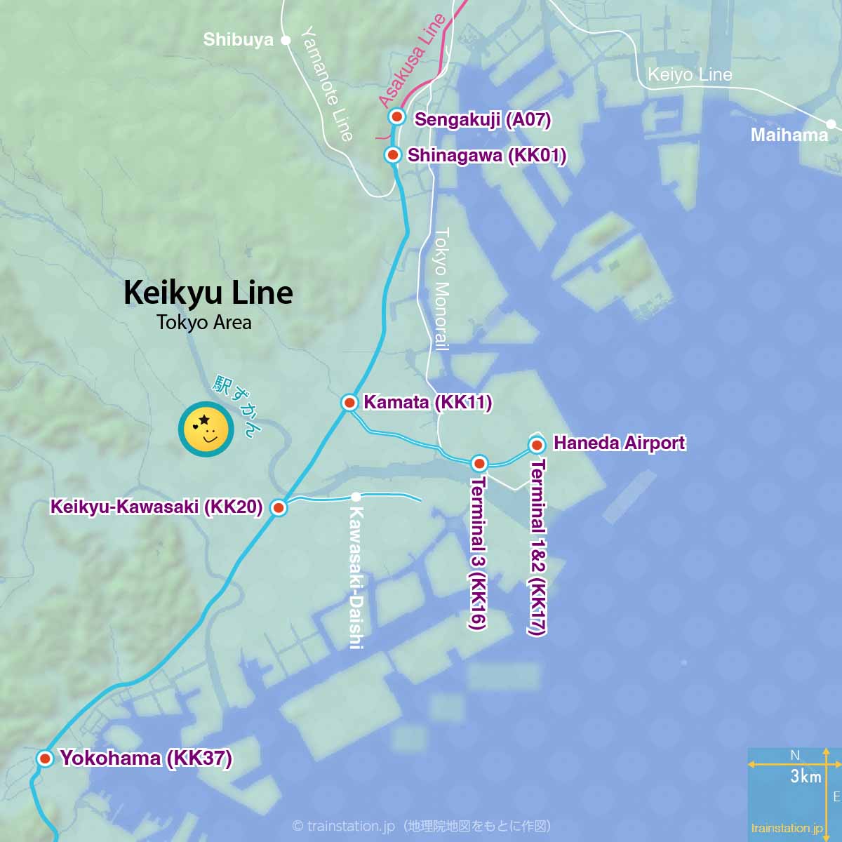 Keikyu Line Route Map – Tokyo Area (Haneda Airport, Shinagawa, Yokohama, Shibuya, Maihama)