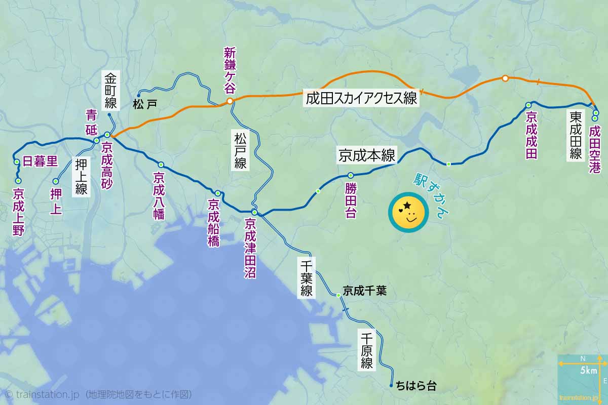京成線路線図,地形地図に京成電鉄の種類